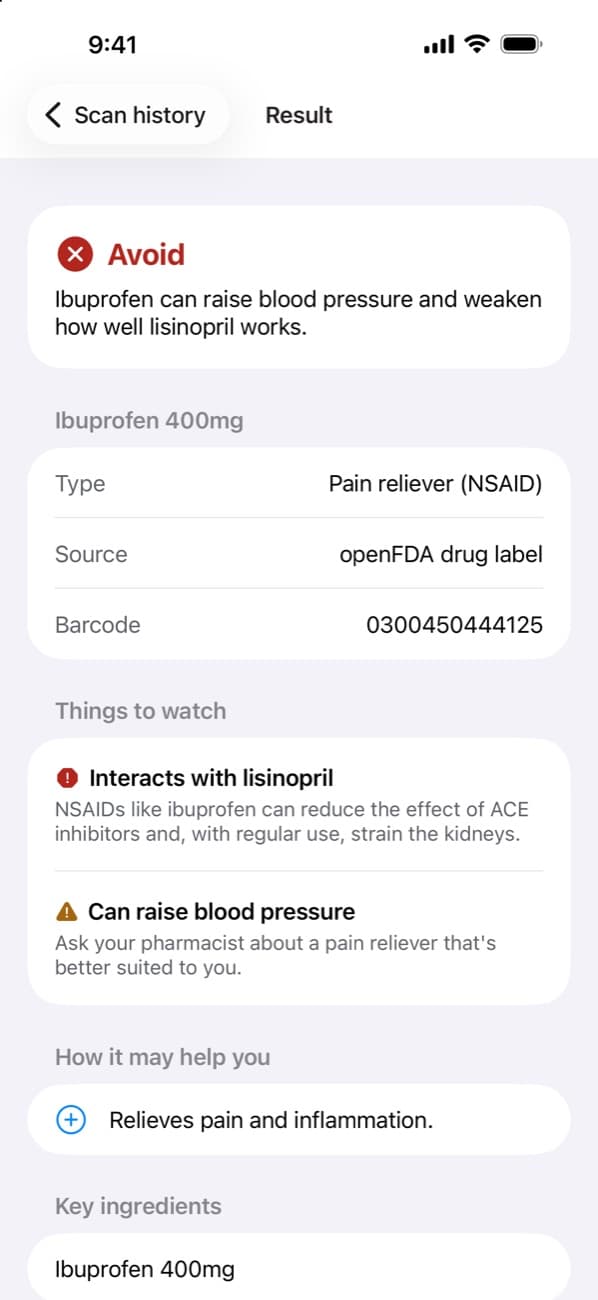 A scan result reading “Avoid”